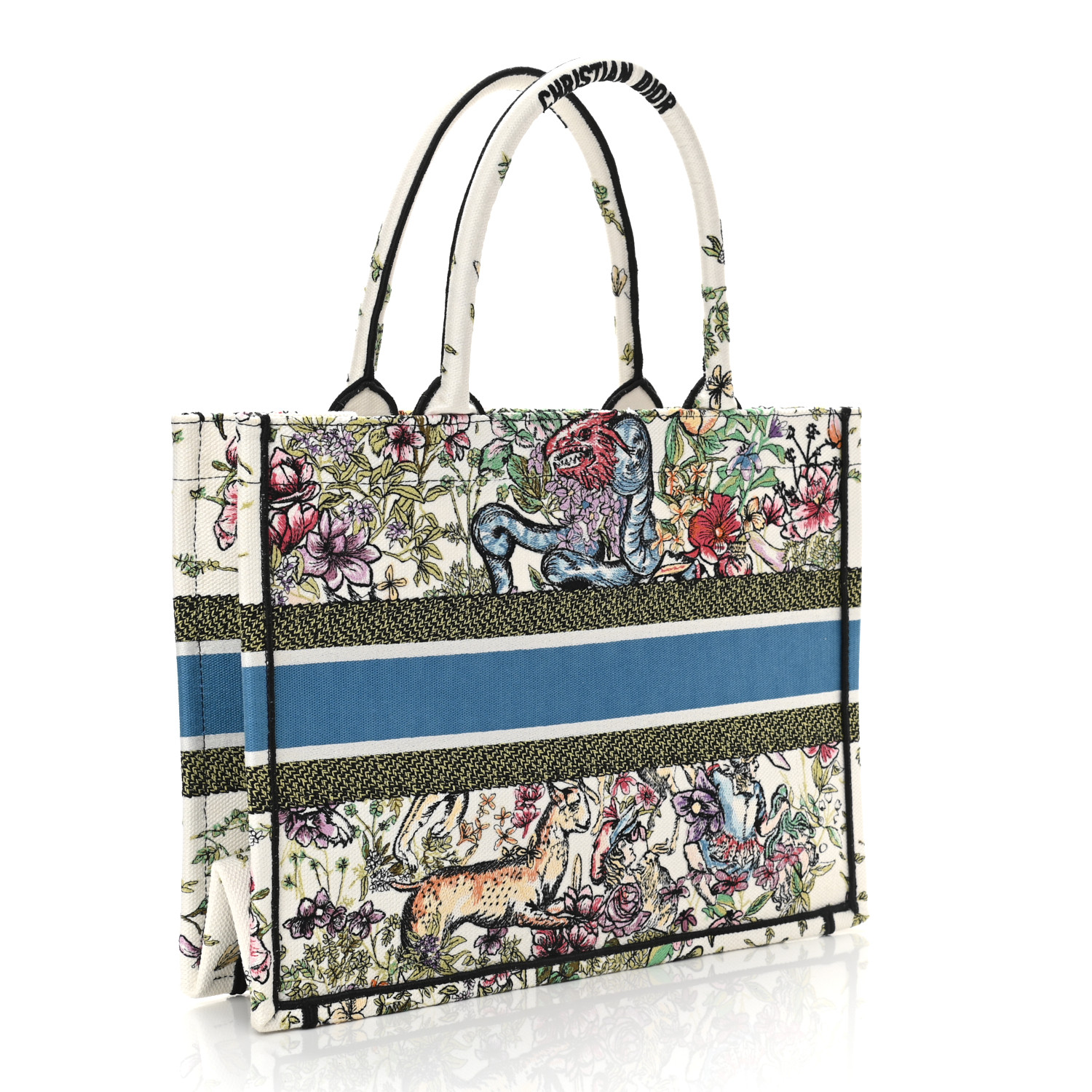 Christian Dior Canvas Embroidered Medium D-Constellation Book Tote Latte Multicolor - Image 2