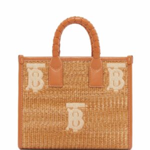 Burberry mini raffia Freya tote bag