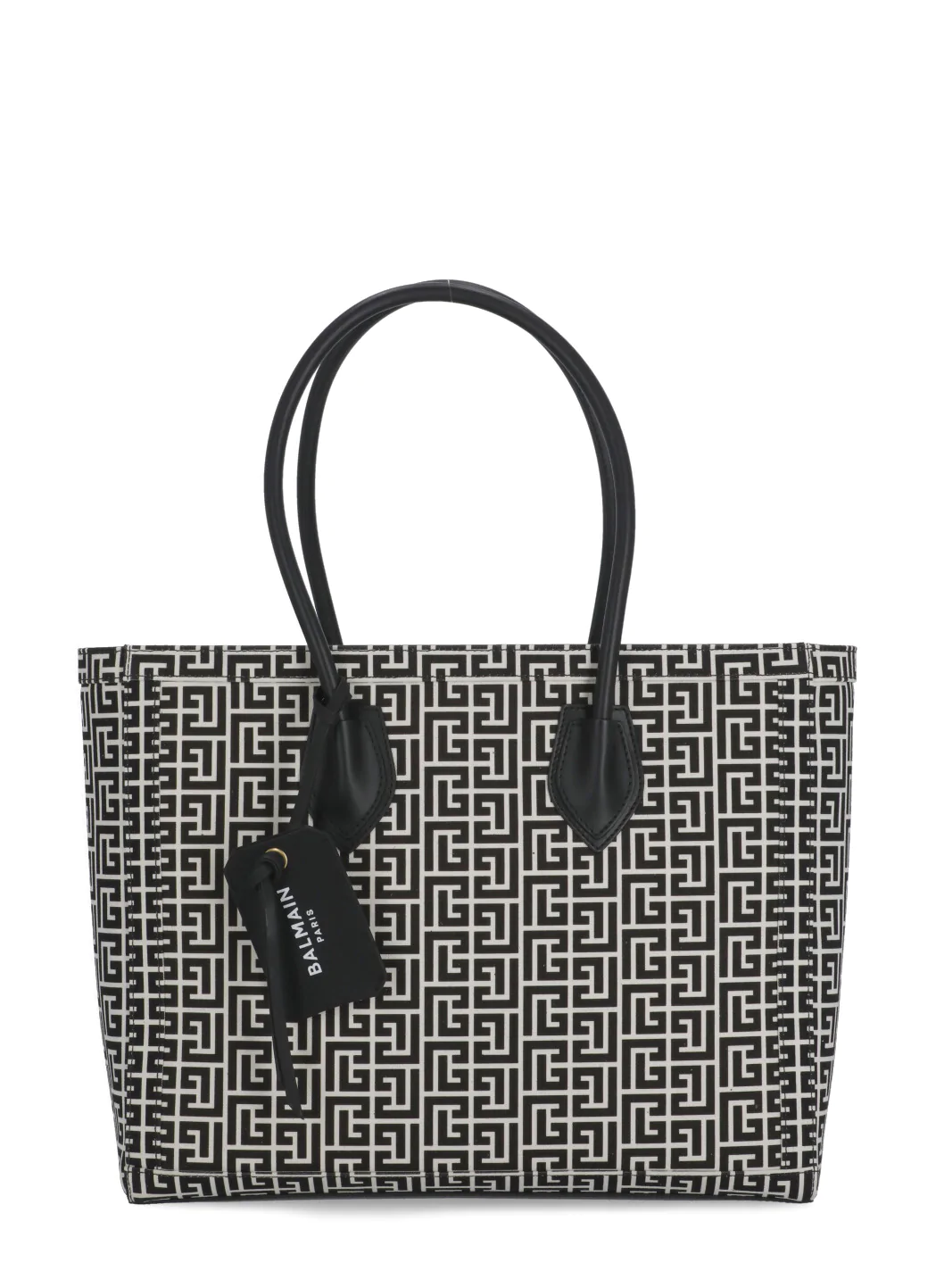 Black & White Balmain Cotton & Leather Bag - Image 3