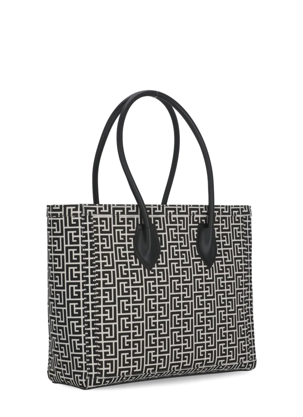 Black & White Balmain Cotton & Leather Bag