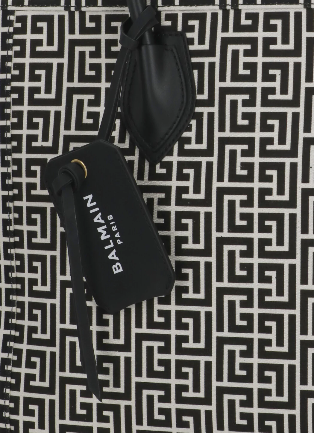 Black & White Balmain Cotton & Leather Bag - Image 4