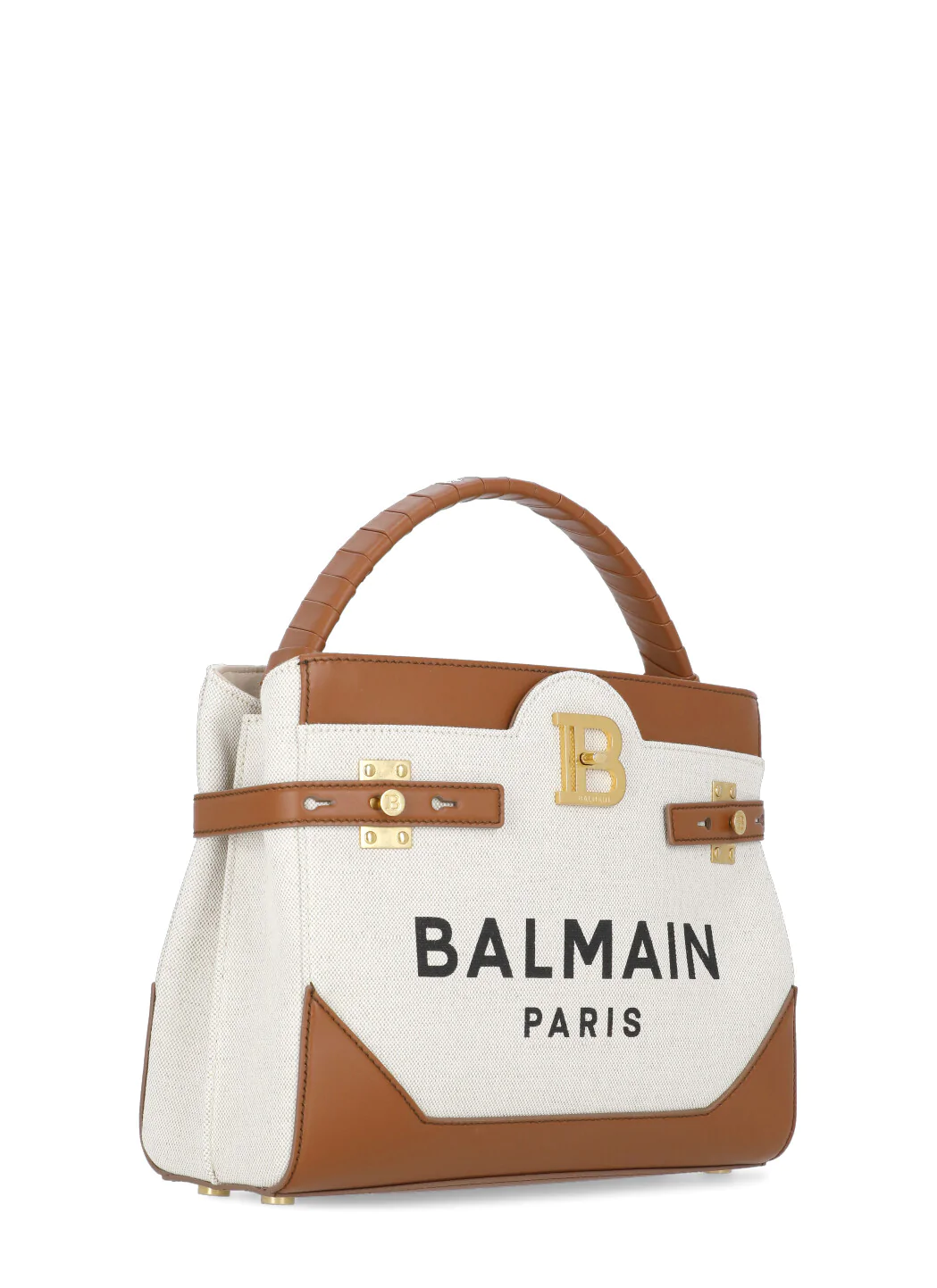 Beige and brown Balmain canvas and leather hand bag for woman - Image 2
