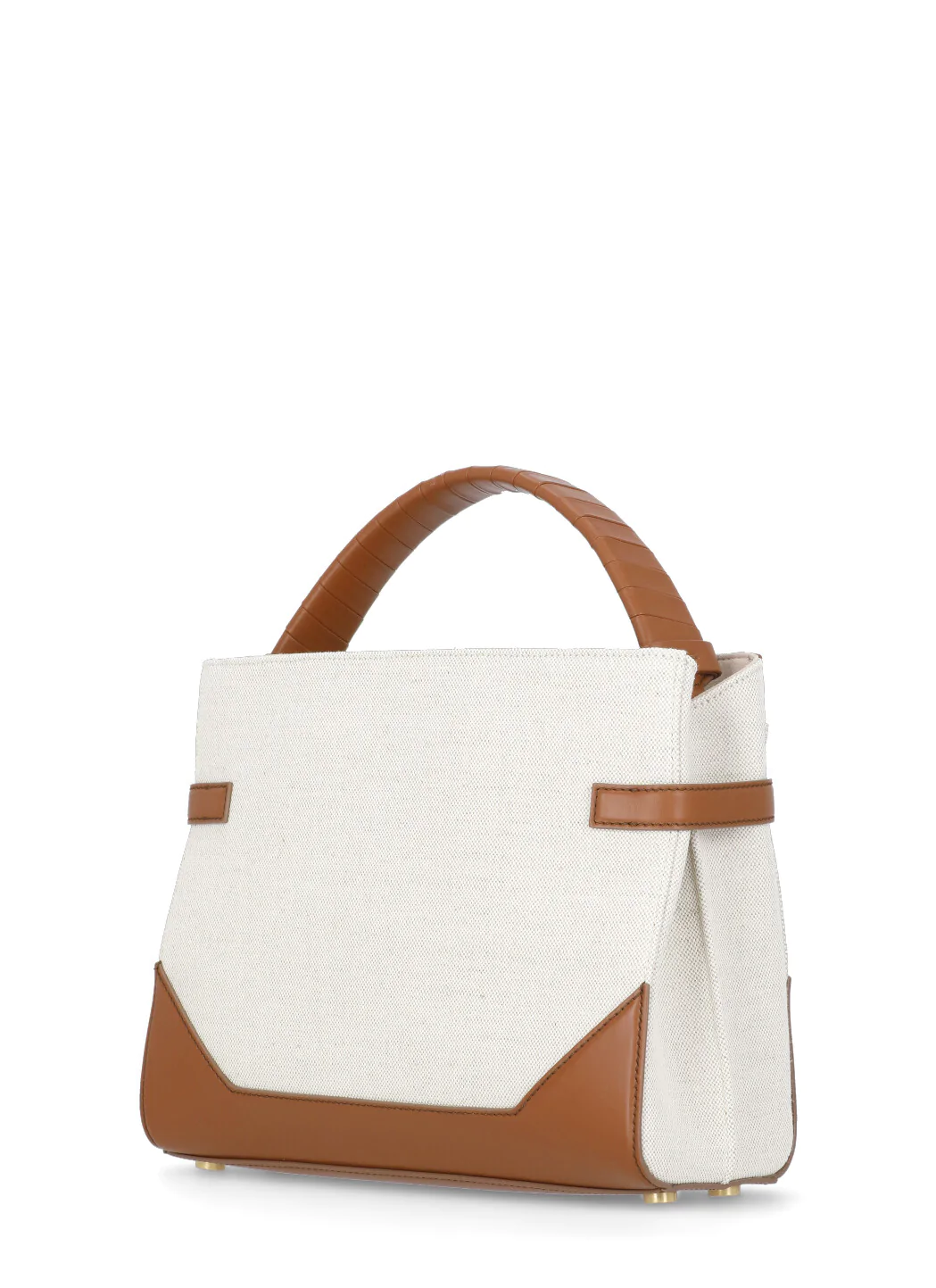 Beige and brown Balmain canvas and leather hand bag for woman - Image 3