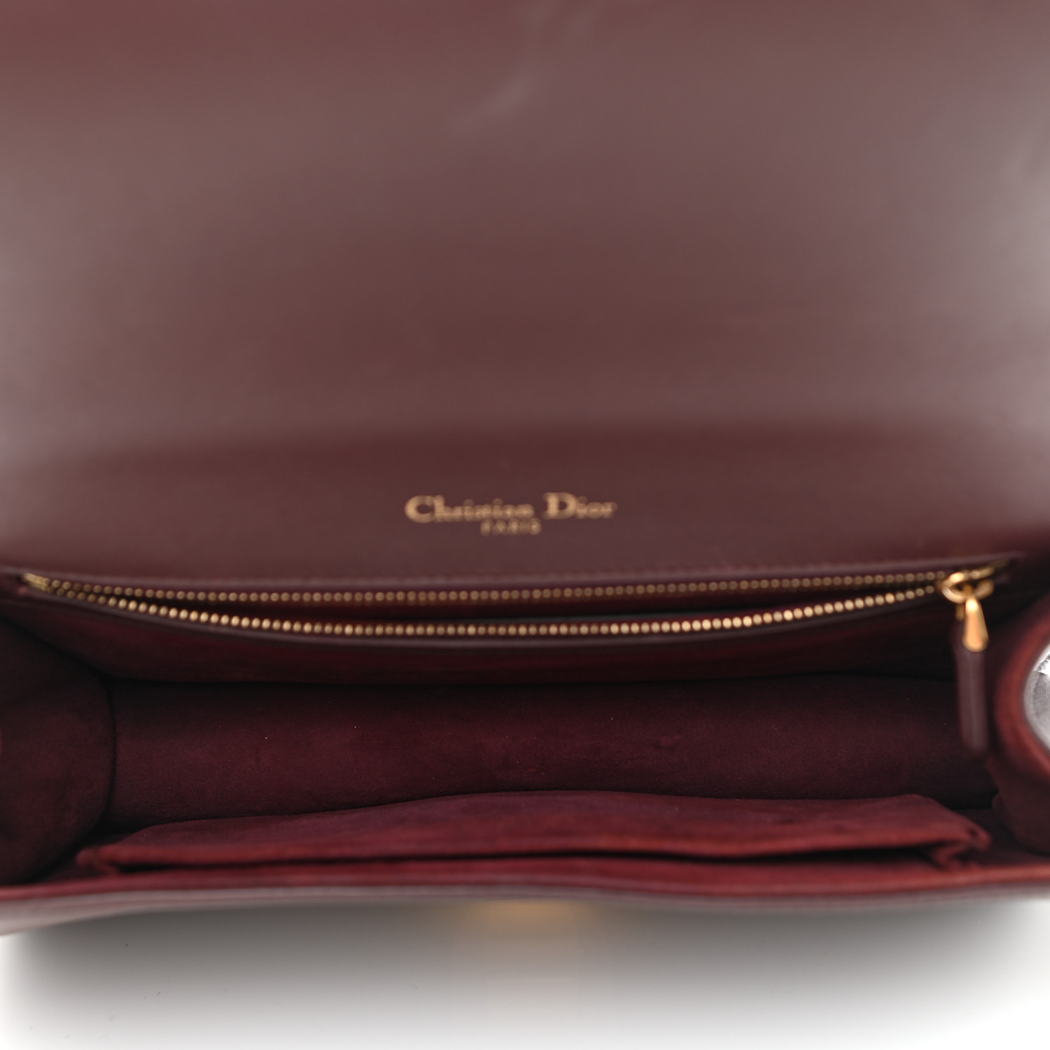 Christian Dior Calfskin Studded Medium Diorama Flap Bag Burgundy - Image 3