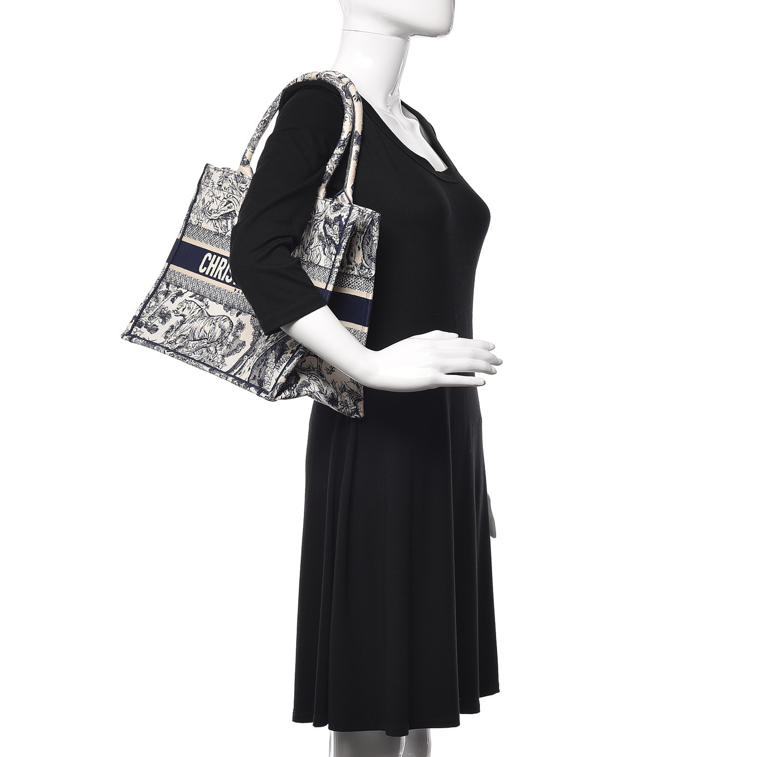 Christian Dior Canvas Embroidered Medium Dioriviera Toile De Jouy Book Tote Blue - Image 4