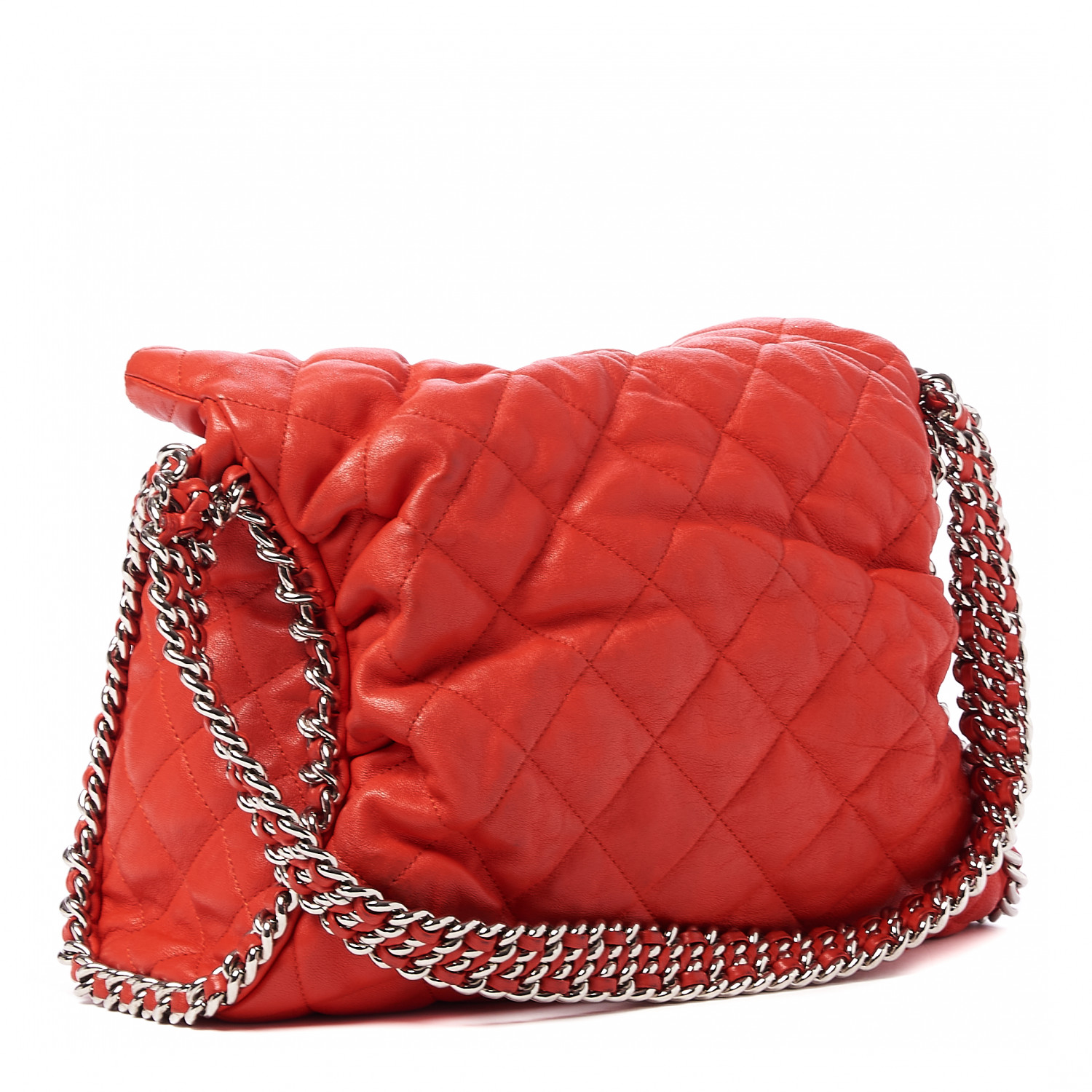 Chanel Washed Lambskin Chain Around Hobo Red - Image 2