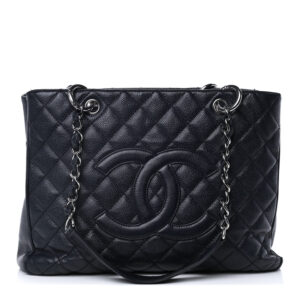 Chanel Caviar Quilted Grand Shopping Tote GST Navy Blue