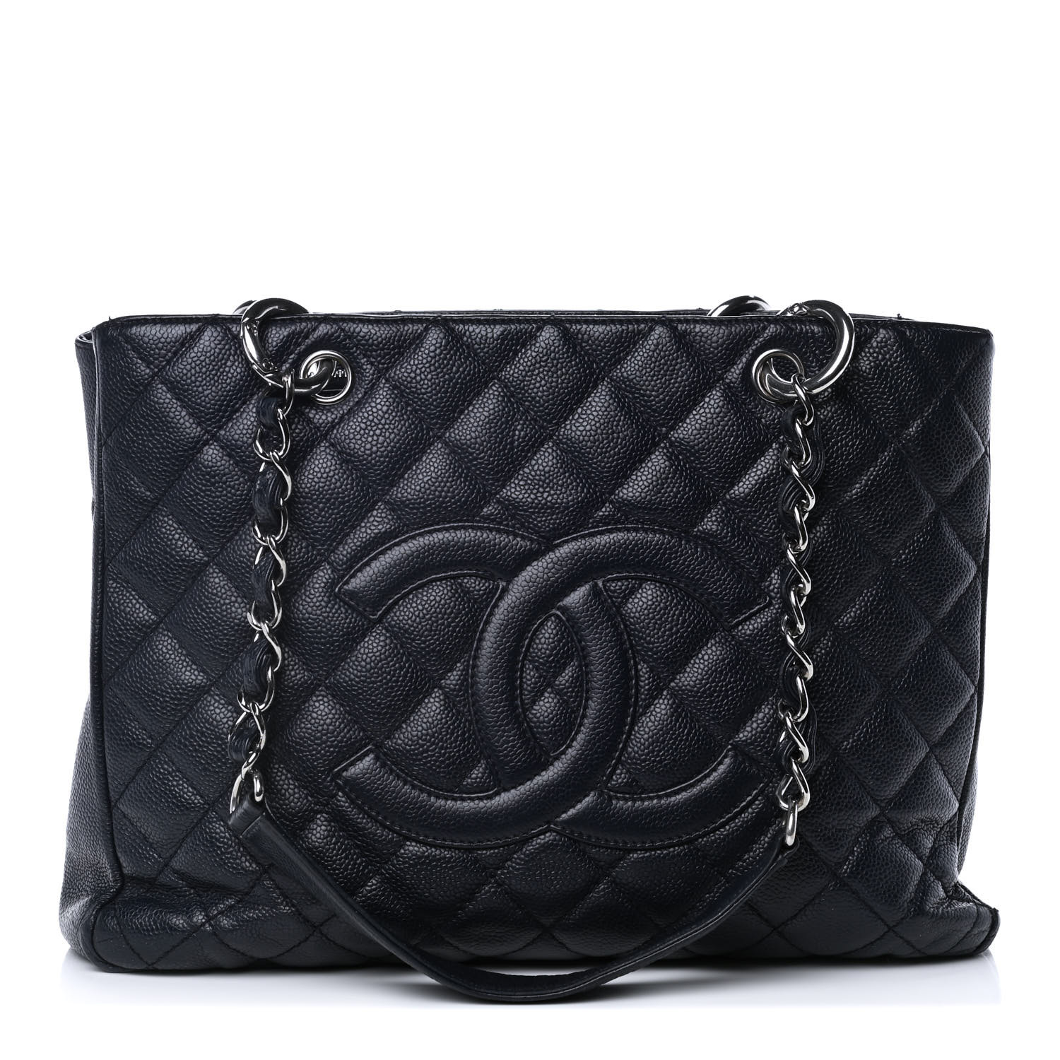 Chanel Caviar Quilted Grand Shopping Tote GST Navy Blue