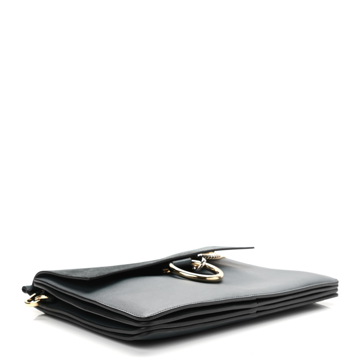 Chloe Suede Calfskin Medium Faye Shoulder Bag Cloudy Blue - Image 3