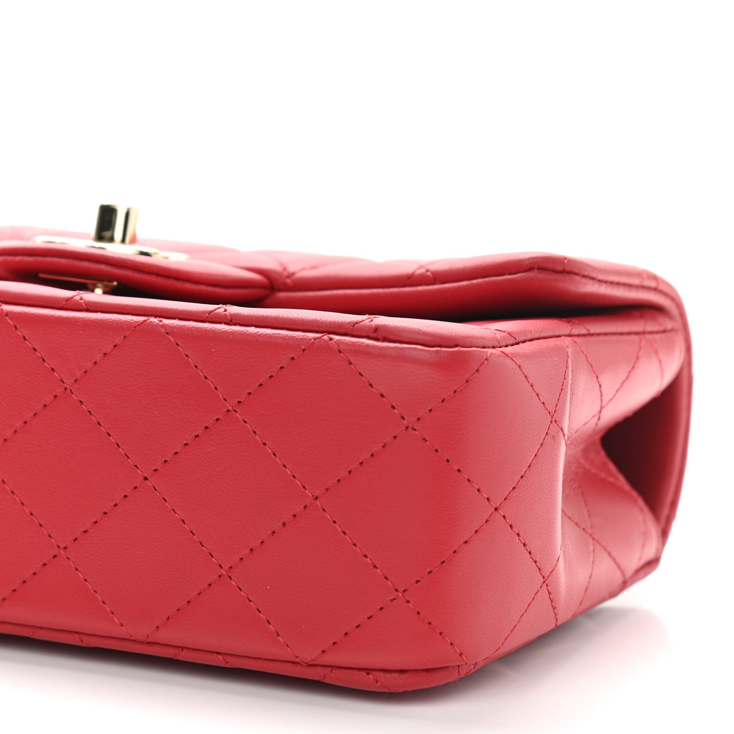 Chanel Lambskin Quilted Mini Top Handle Rectangular Flap Red - Image 6