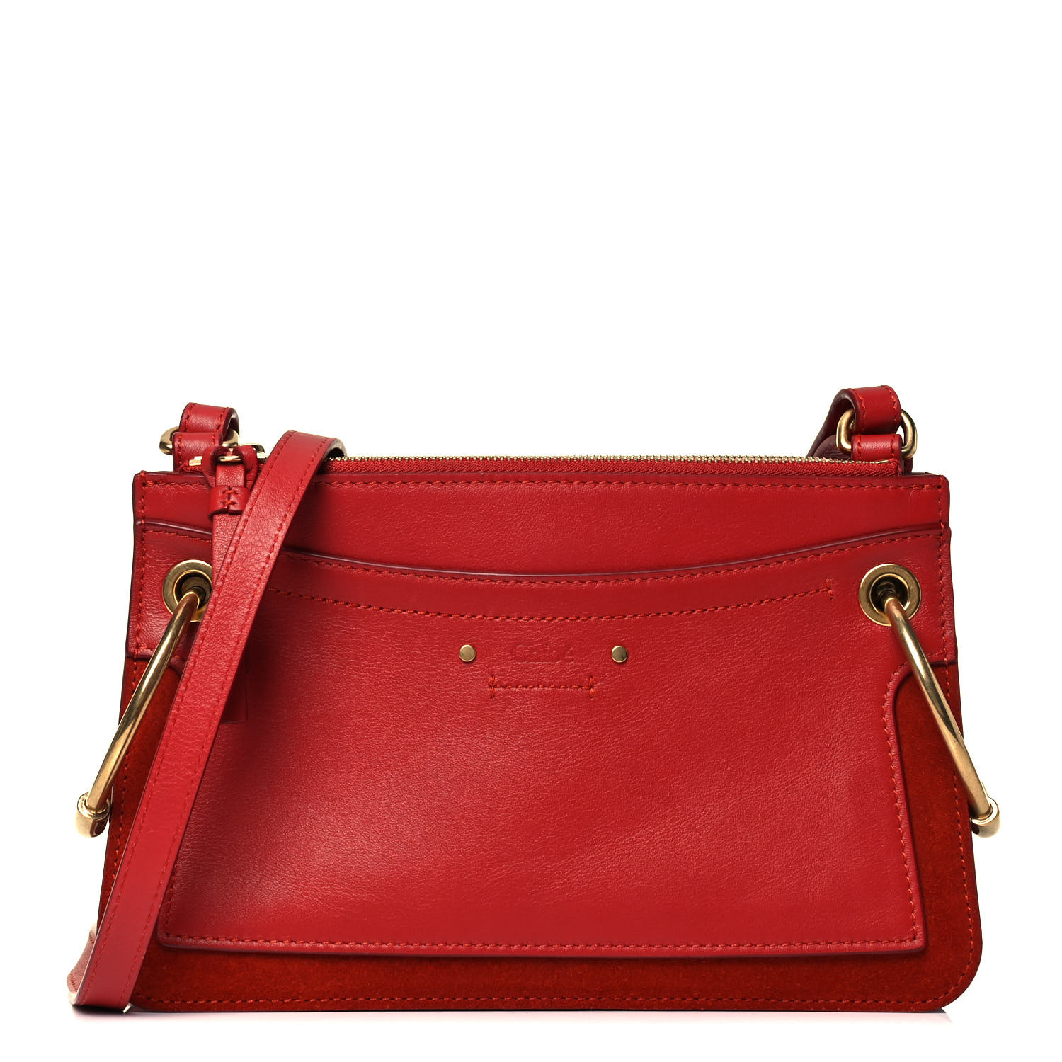 Chloe Calfskin Suede Small Roy Bag Earthy Red