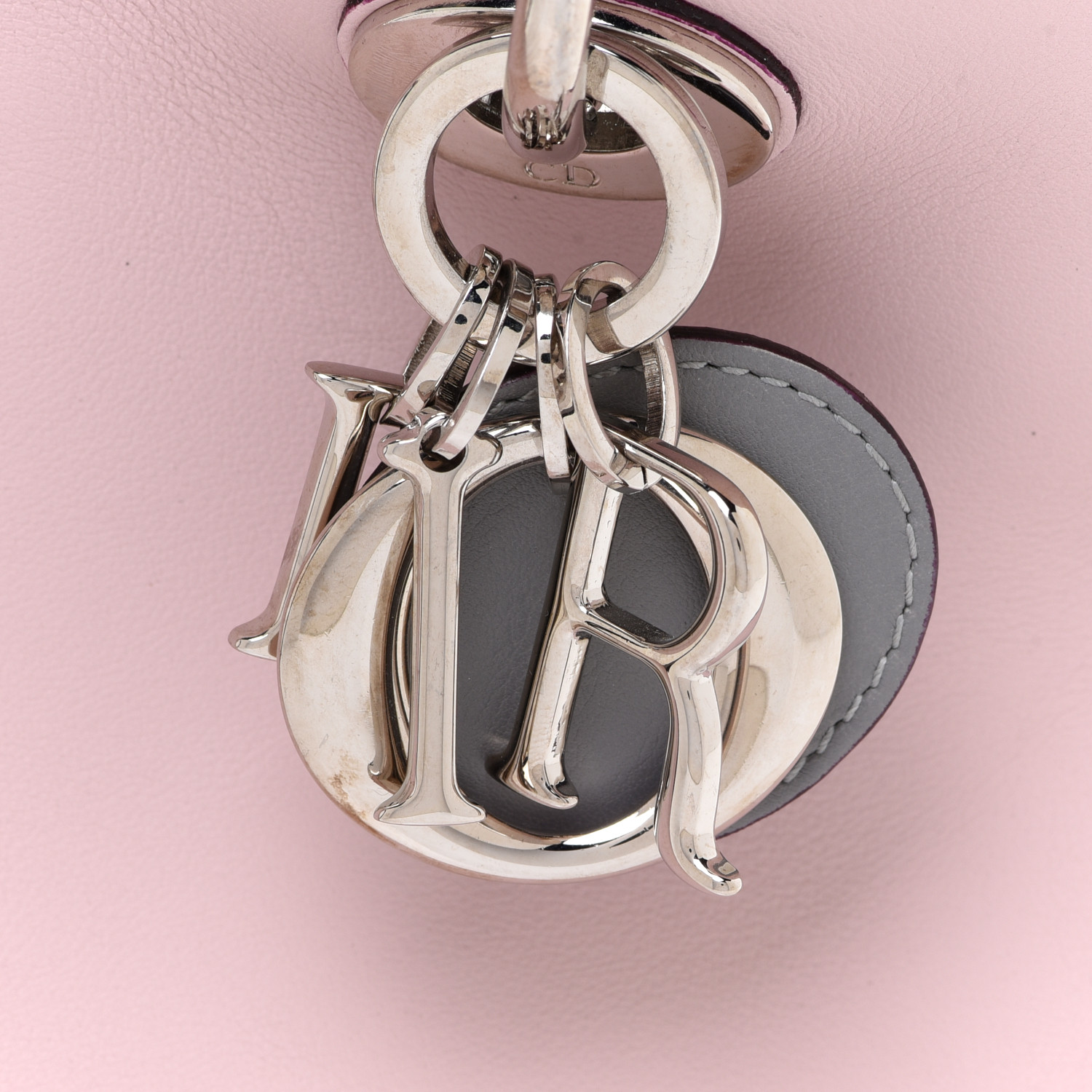 Christian Dior Smooth Calfskin Mini Tri-Color Diorissimo Tote Pink Grey Burgundy - Image 5