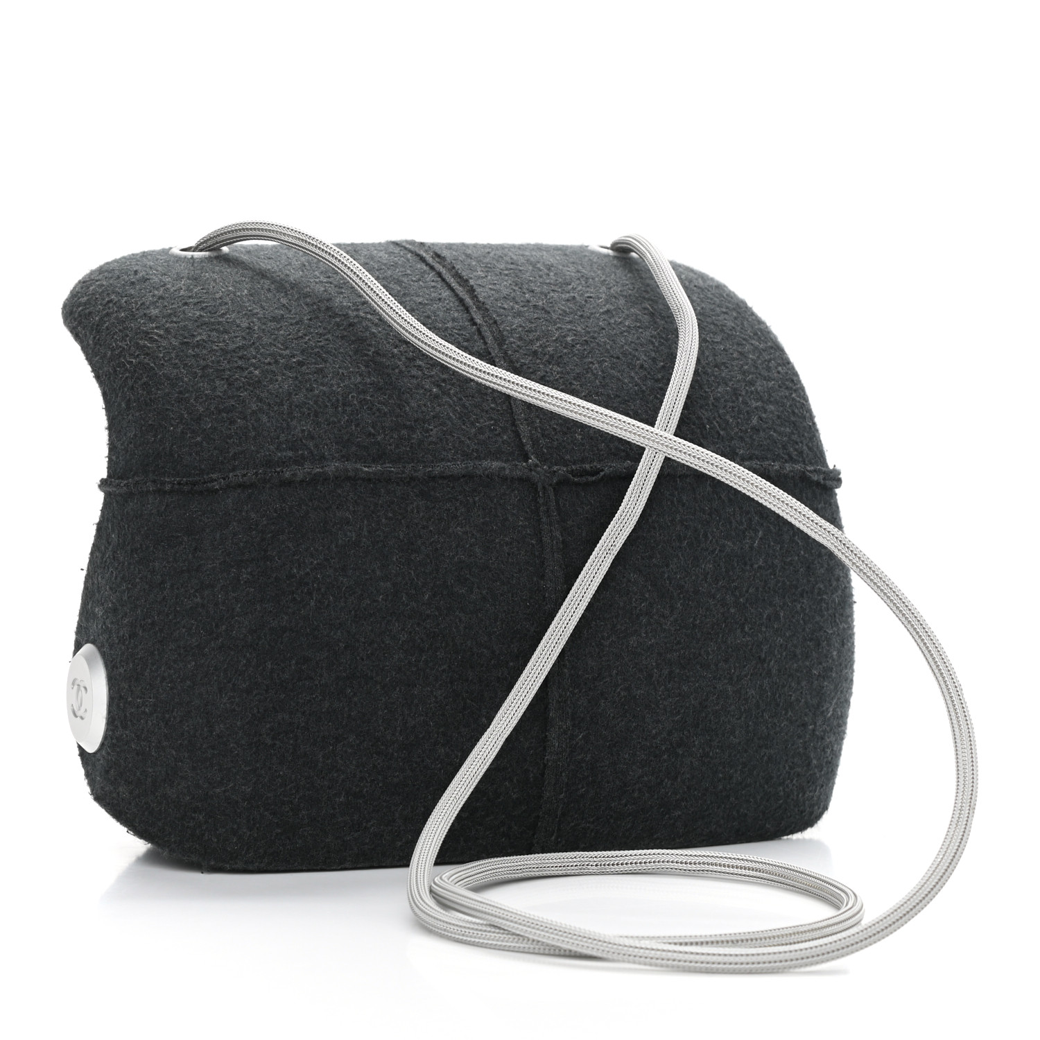 Chanel Felt Millennium 2005 Hard Case Crossbody Bag Grey - Image 7