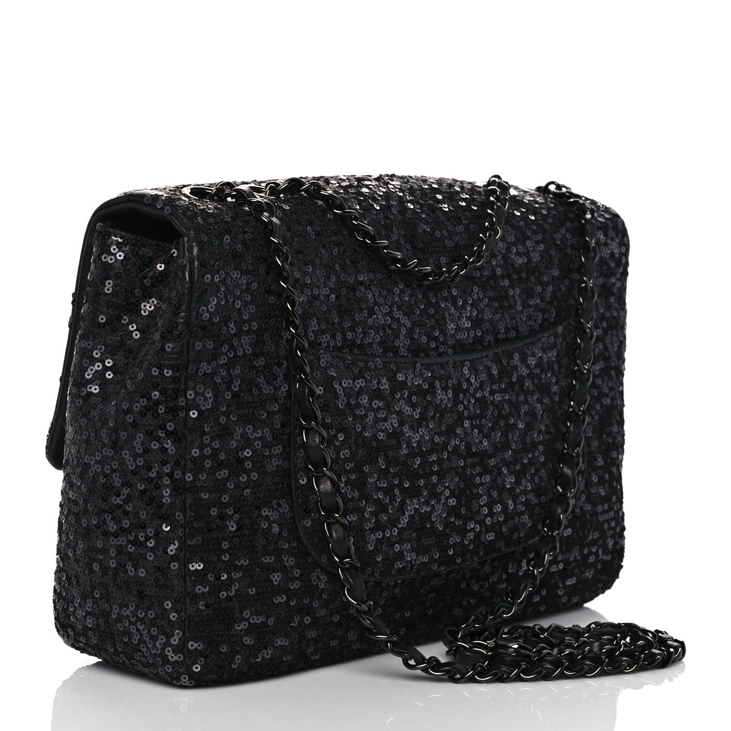 Chanel Sequin Lambskin Jumbo Moonlight on Water Flap Black - Image 3