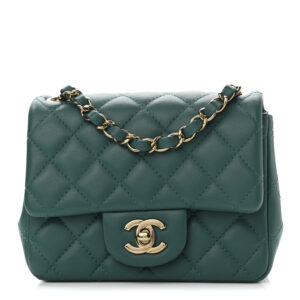 Chanel Lambskin Quilted Mini Square Flap Green