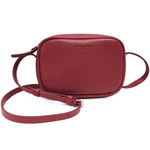 NEW Balenciaga Women's Red Leather XS Everyday Crossbody Shoulder Camera Bag - Image 3