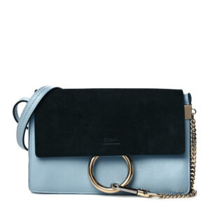 Chloe Suede Calfskin Small Faye Shoulder Bag Summer Blue Intense Green