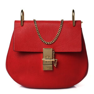 Chloe Grained Lambskin Drew Shoulder Bag Plaid Red