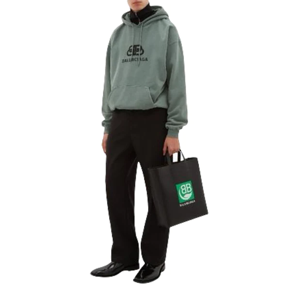 NEW Balenciaga Black BB Market Rectangular Logo Leather Tote Shoulder Bag - Image 5