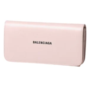NEW Balenciaga Pink Printed Logo Leather Long Wallet Clutch Bag Card Case