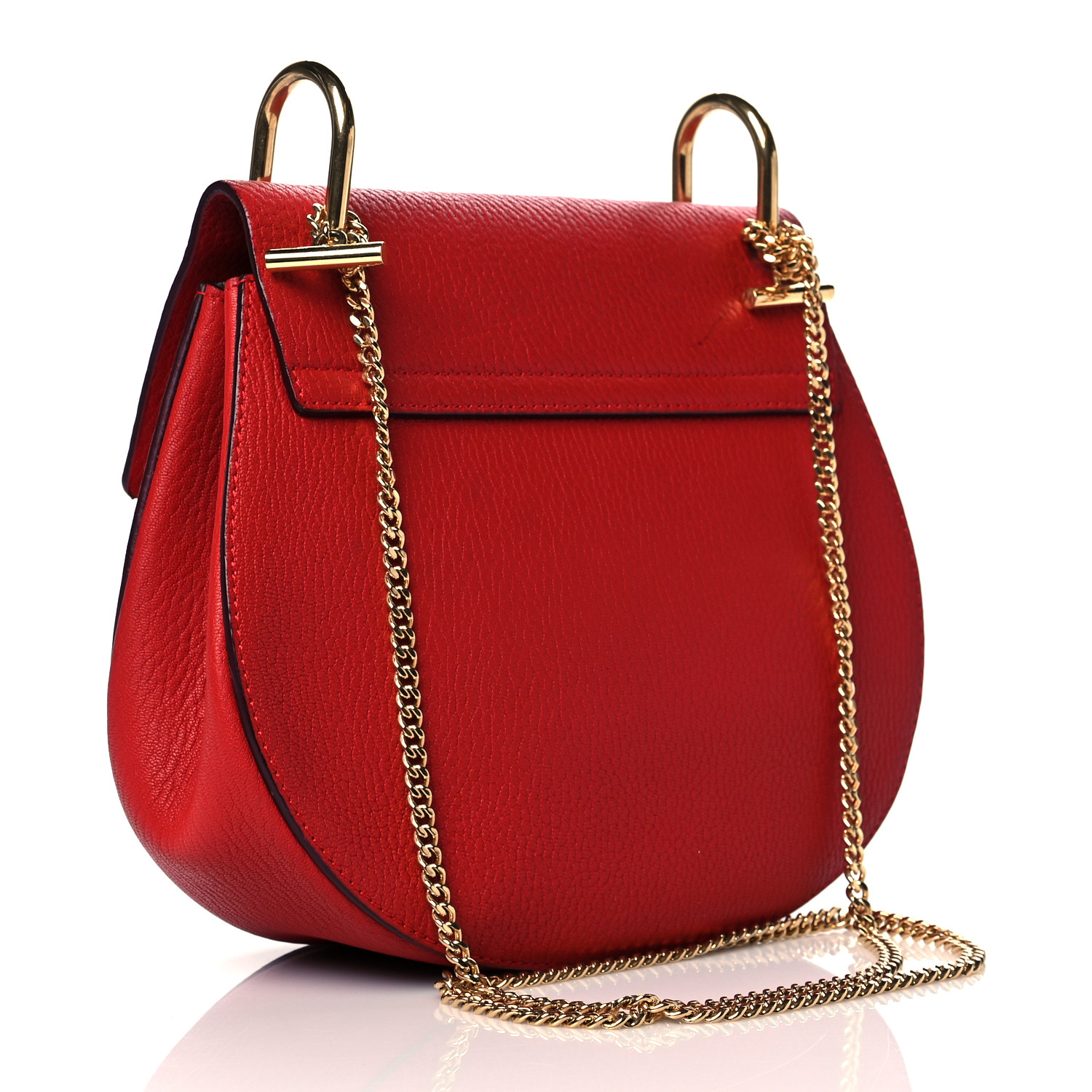 Chloe Grained Lambskin Drew Shoulder Bag Plaid Red - Image 2