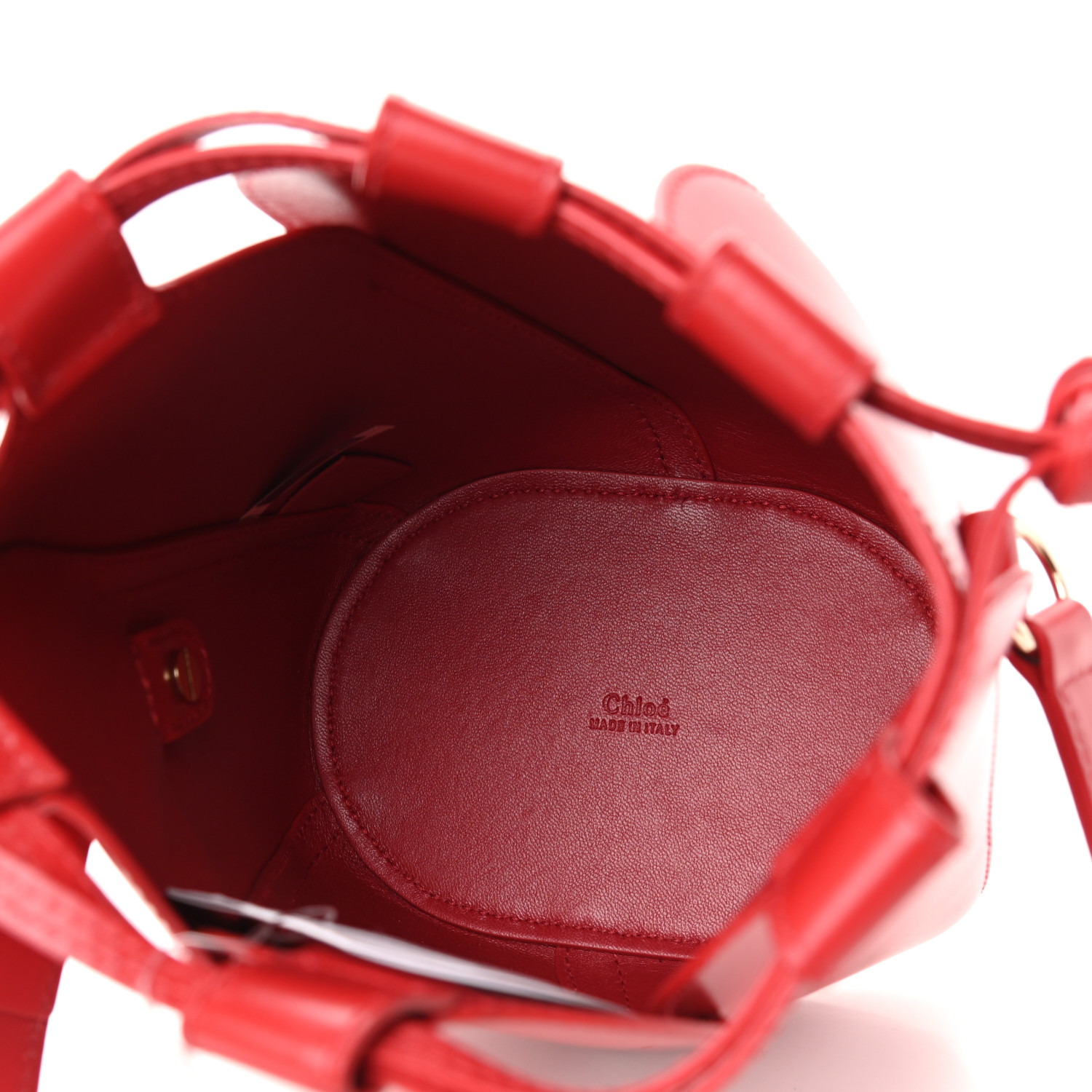 Chloe Smooth Calfskin Mini Tulip Bucket Bag Red - Image 4