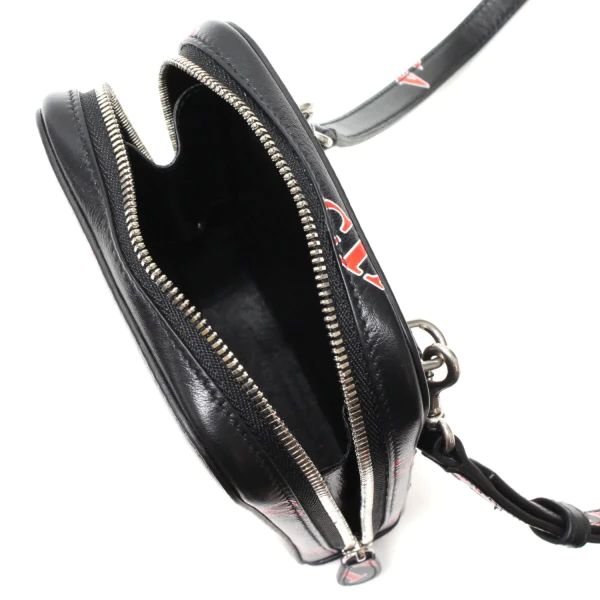 NEW Balenciaga Black Printed Logo Leather Phone Holder Crossbody Bag - Image 3