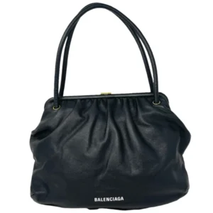 NEW Balenciaga Black Printed Logo Leather Shoulder Bag