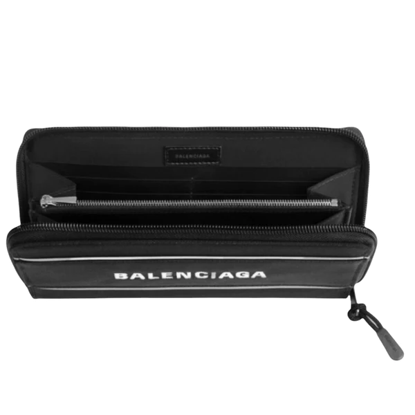 NEW Balenciaga Black Printed Logo Zip Around Clutch Crossbody Bag - Image 3