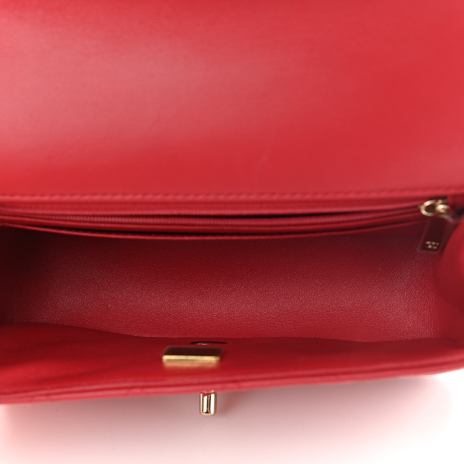 Chanel Lambskin Quilted Mini Top Handle Rectangular Flap Red - Image 5