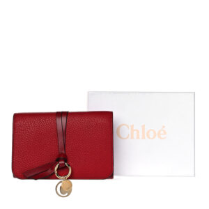 Chloe Calfskin Alphabet Compact Wallet Smoked Red