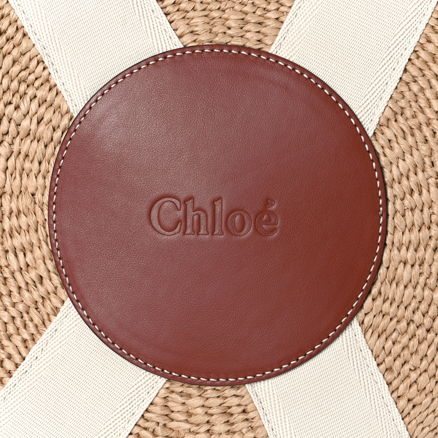 Chloe Raffia Large Woody Tote White - Image 4