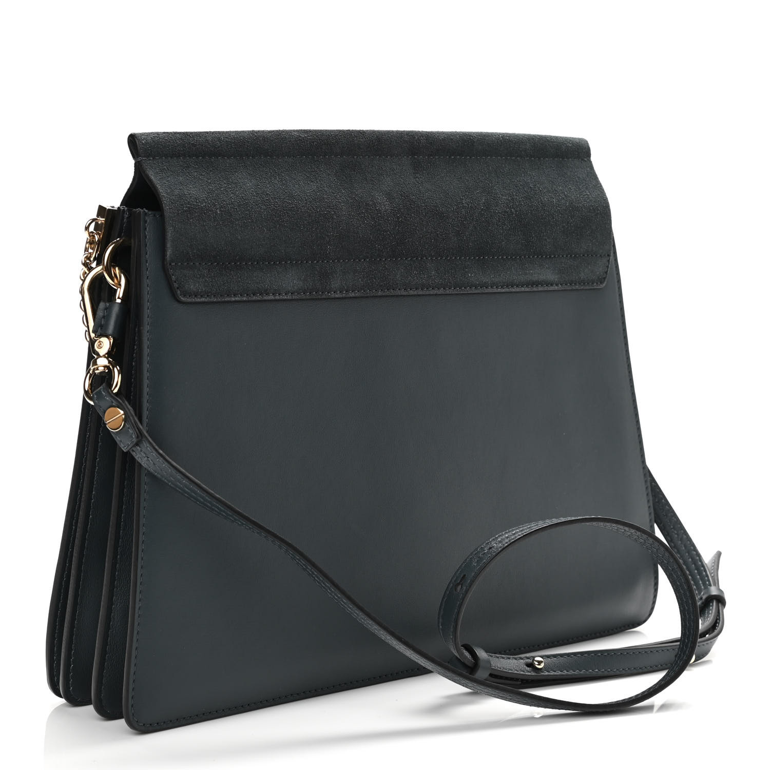 Chloe Suede Calfskin Medium Faye Shoulder Bag Cloudy Blue - Image 2