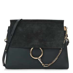 Chloe Suede Calfskin Medium Faye Shoulder Bag Cloudy Blue