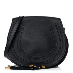 Chloe Calfskin Medium Marcie Round Crossbody Bag Black