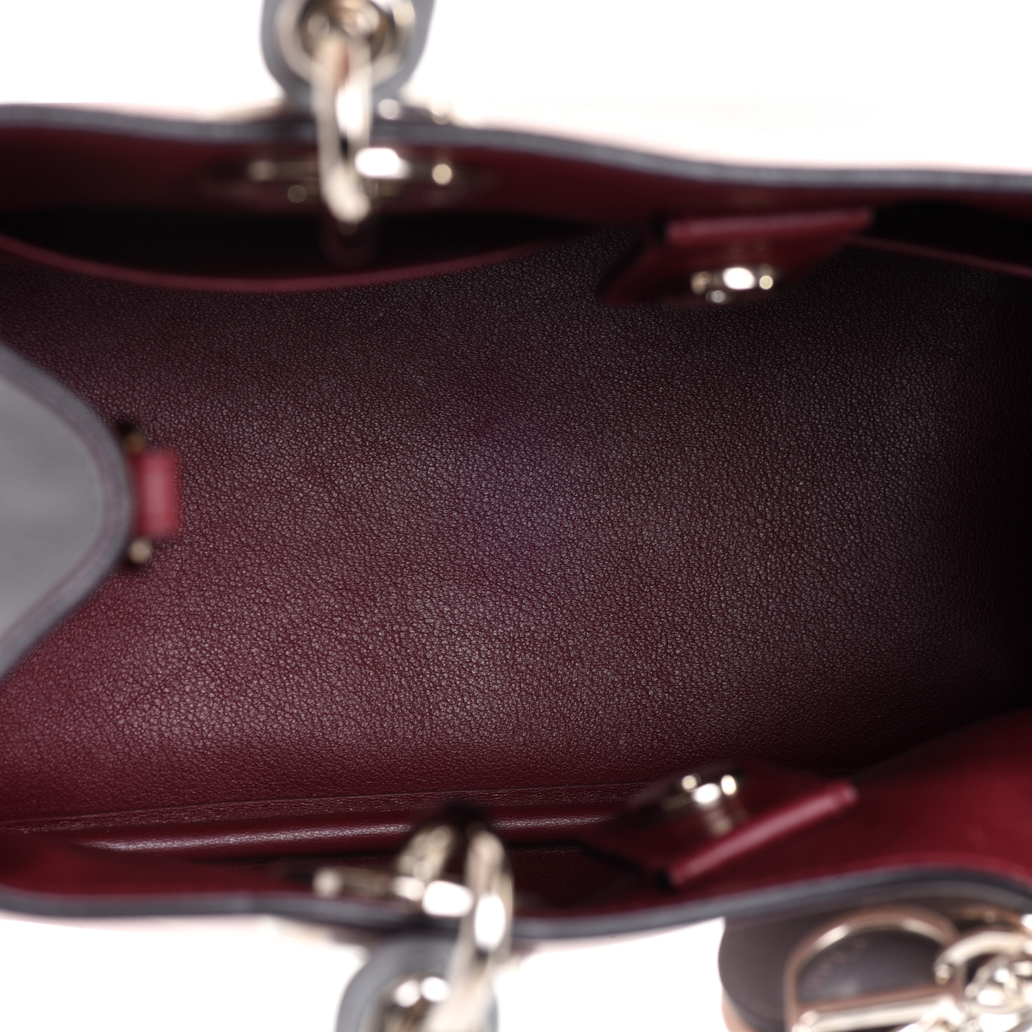 Christian Dior Smooth Calfskin Mini Tri-Color Diorissimo Tote Pink Grey Burgundy - Image 4