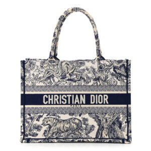 Christian Dior Canvas Embroidered Medium Dioriviera Toile De Jouy Book Tote Blue