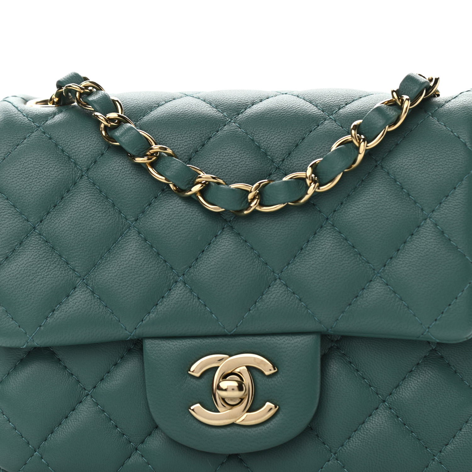 Chanel Lambskin Quilted Mini Square Flap Green - Image 6