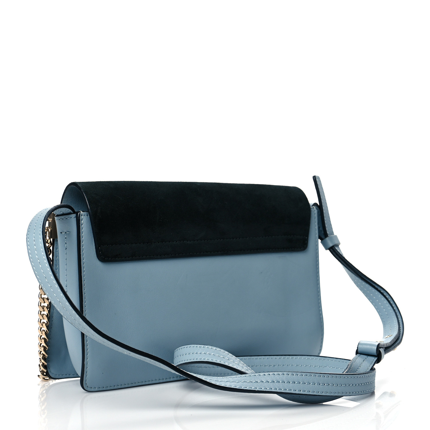 Chloe Suede Calfskin Small Faye Shoulder Bag Summer Blue Intense Green - Image 2