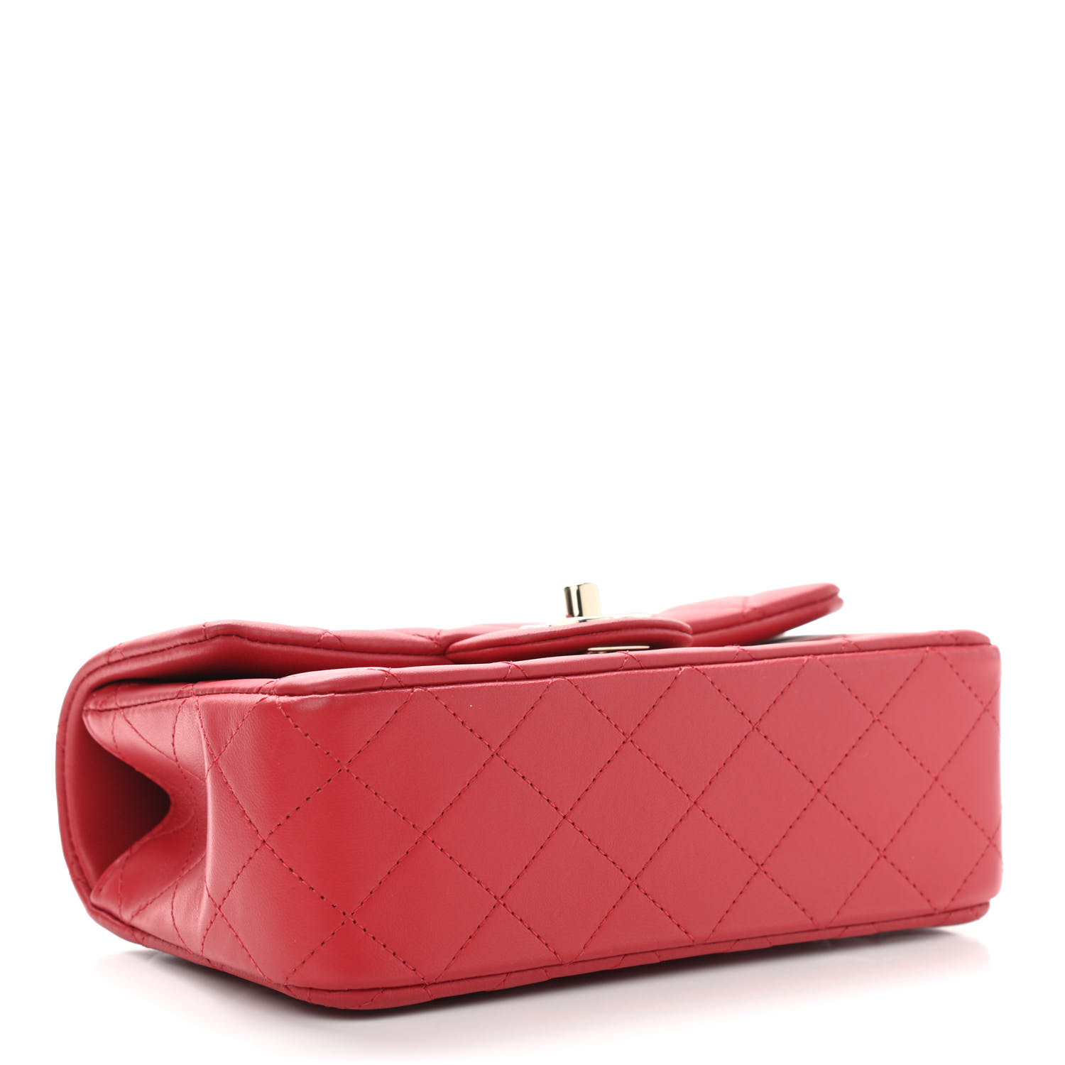 Chanel Lambskin Quilted Mini Top Handle Rectangular Flap Red - Image 7