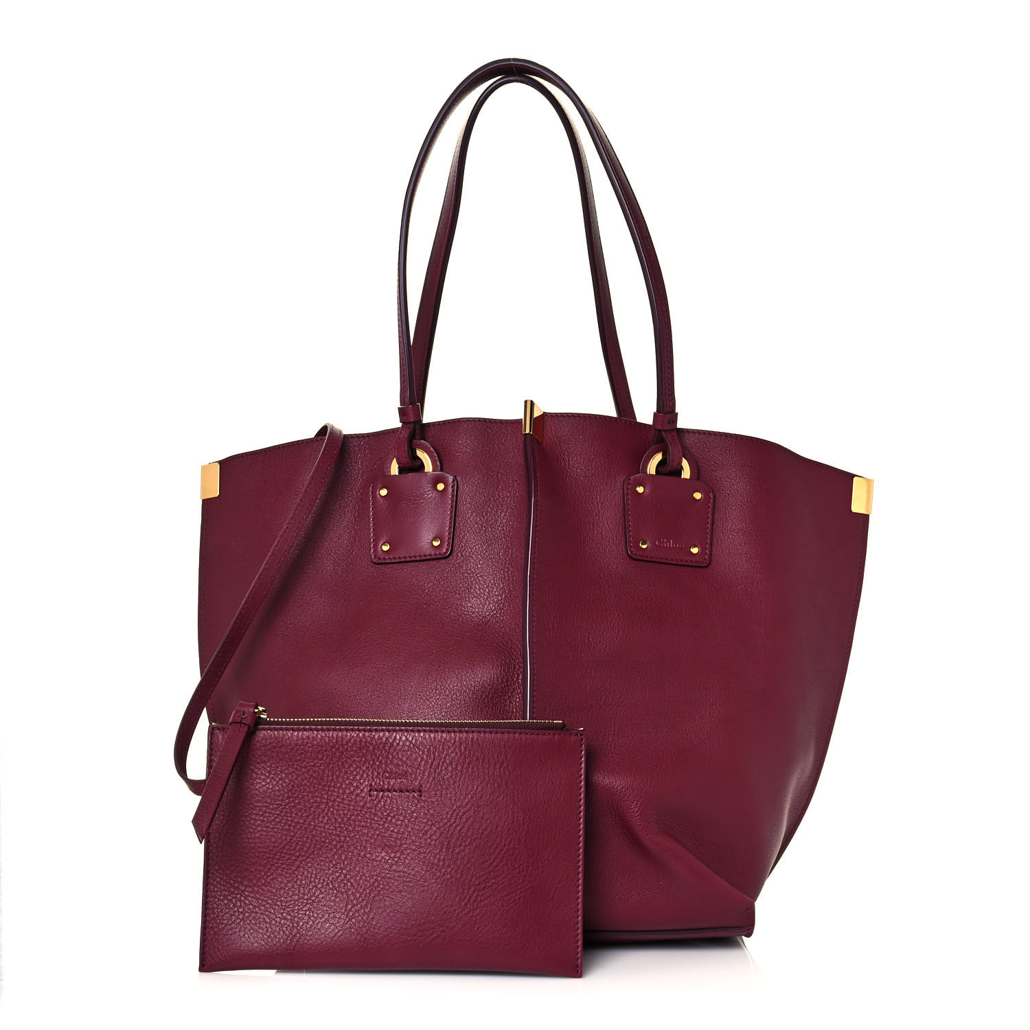 Chloe Smooth Calfskin Medium Vick Tote Burnt Mahogany
