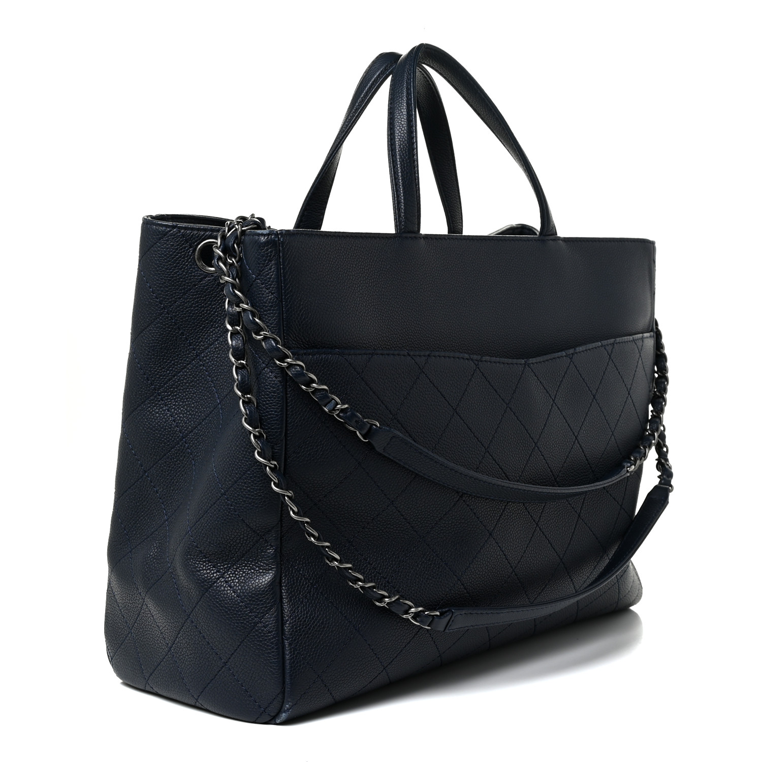 Chanel Caviar Large Shopping Tote Navy - Image 2