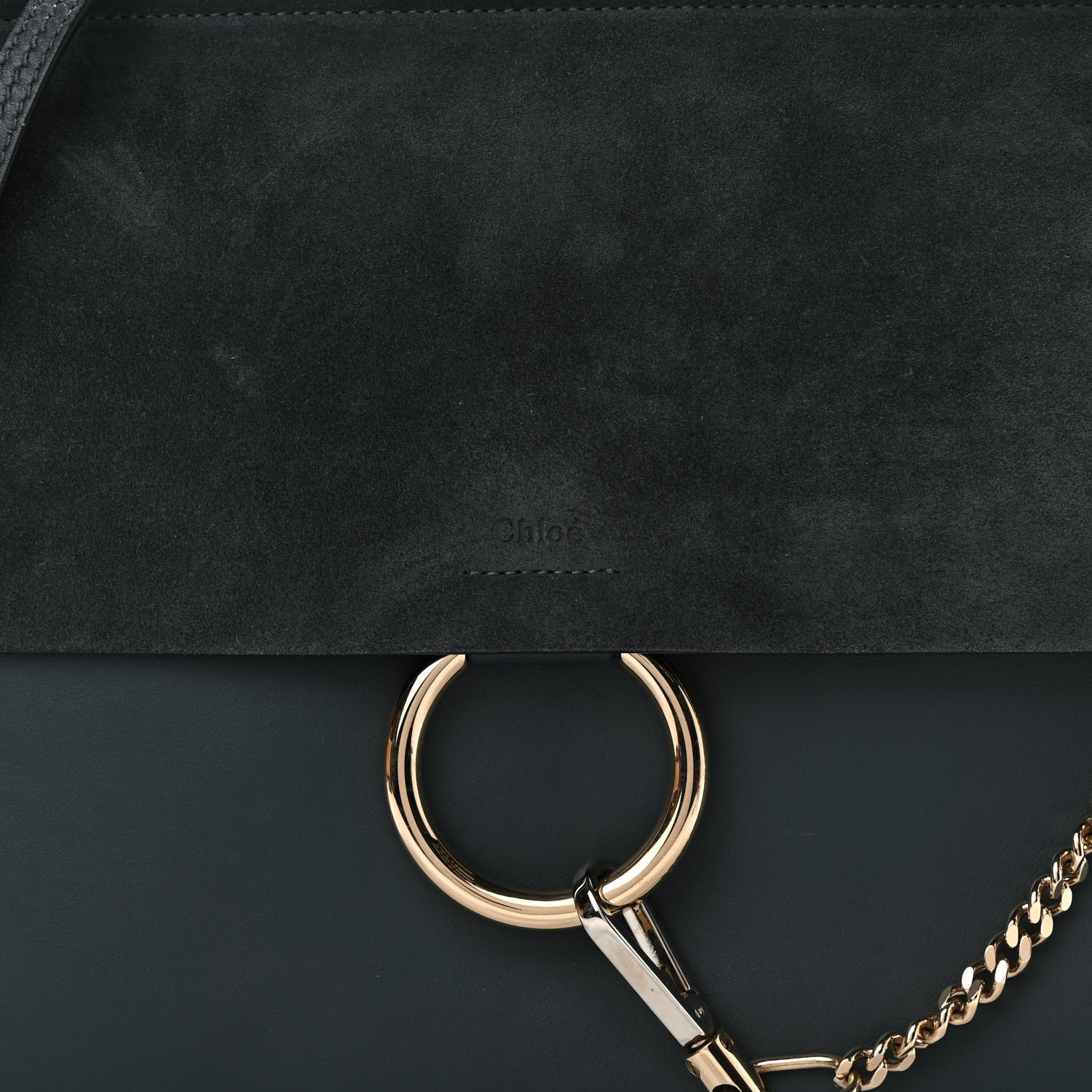 Chloe Suede Calfskin Medium Faye Shoulder Bag Cloudy Blue - Image 4