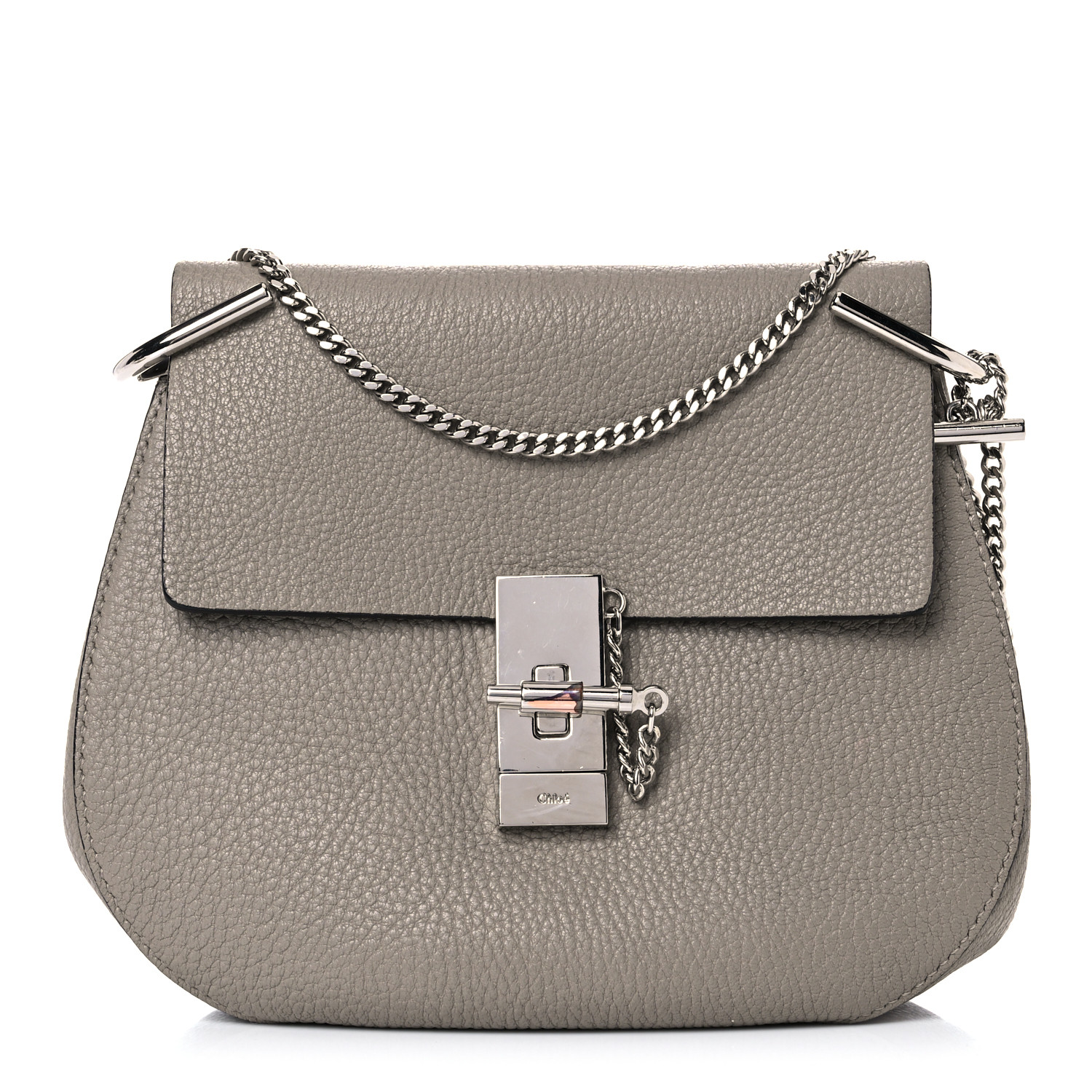 Chloe Grained Lambskin Drew Shoulder Bag Motty Grey