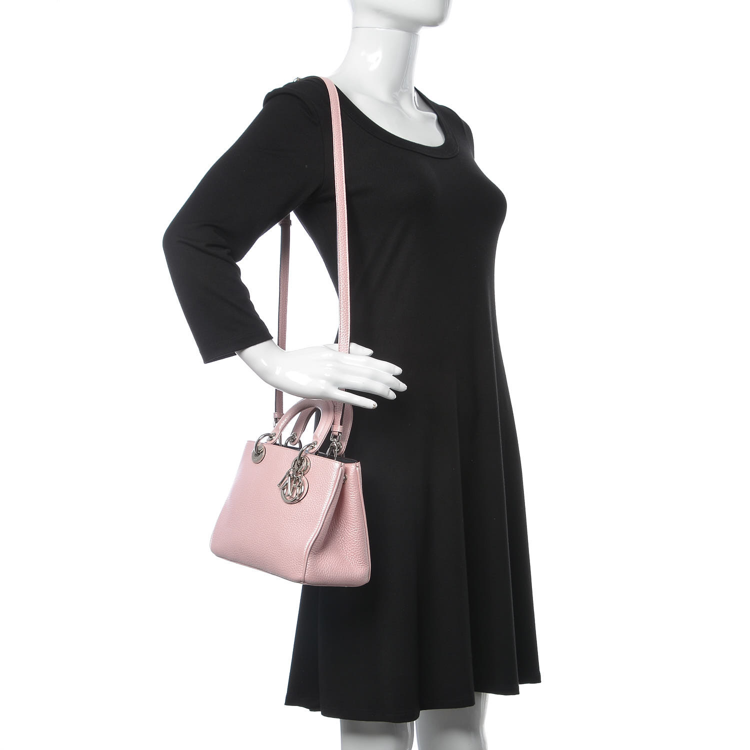 Christian Dior Smooth Calfskin Mini Tri-Color Diorissimo Tote Pink Grey Burgundy - Image 6