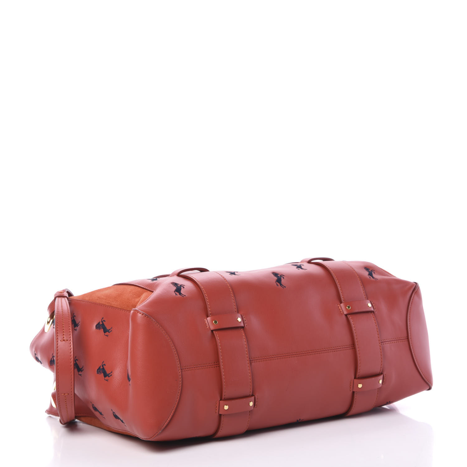 Chloe Smooth Calfskin Little Horses Embroidered Tao Zipped Tote Earthy Red - Image 3