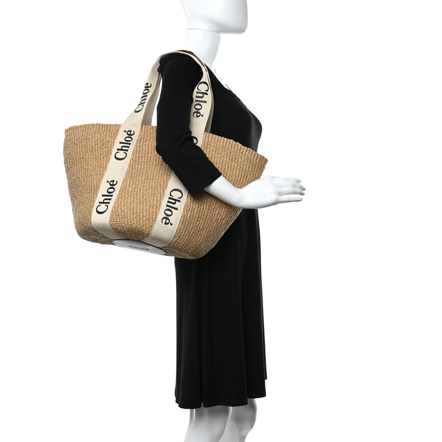 Chloe Raffia Large Woody Tote White - Image 5