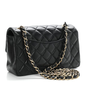 Chanel Lambskin Quilted Mini Rectangular Flap Black
