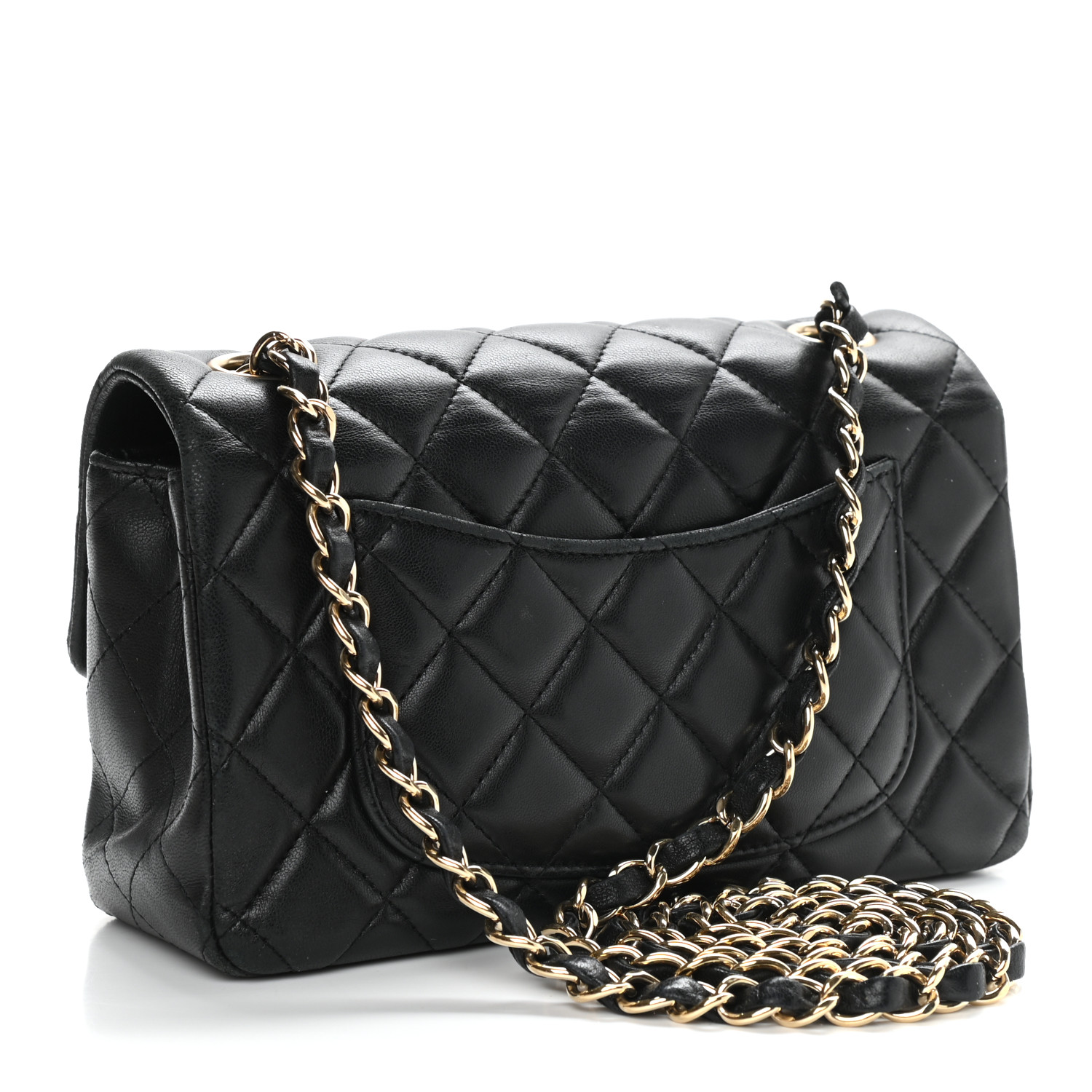 Chanel Lambskin Quilted Mini Rectangular Flap Black