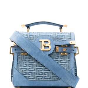 Balmain Monogram-Jacquard Denim Tote Bag